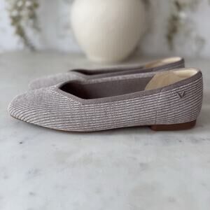Vivaia Margot Walker Square Toe V-Cut Ballet Flats Knit Taupe Size US 9.5 NWOB